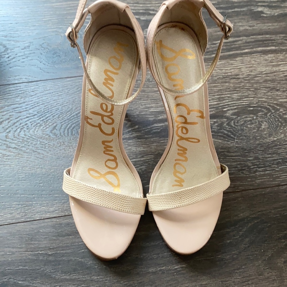 Nude strappy heels
